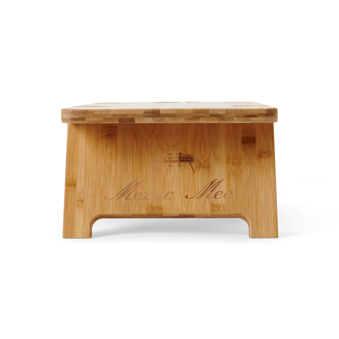 Bamboo Table with cheese knife and bottle opener and carry bag